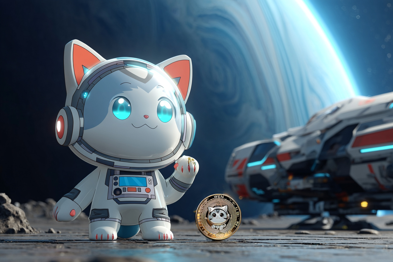 Cryptocurrency memecoin $WEN style Maneki, solana memecoin, wen coin, wen crypto